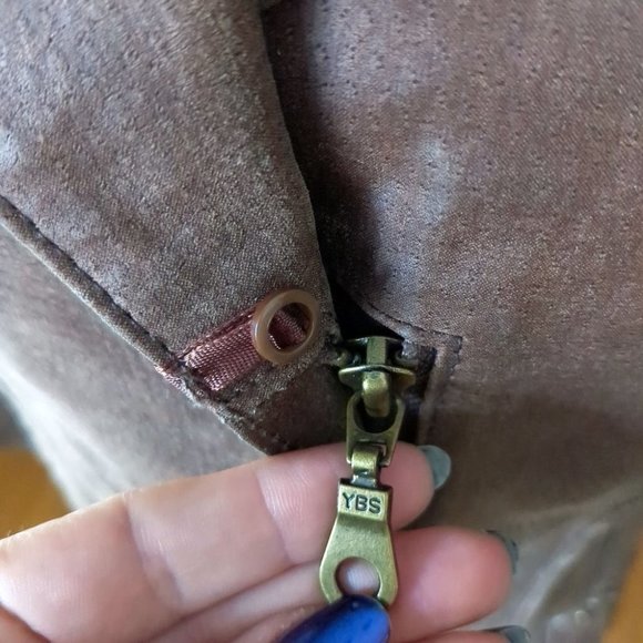 Rudsak 100% Nubuck Leather Biker Moto Jacket Braided Detail Chestnut Brown - Picture 9 of 16